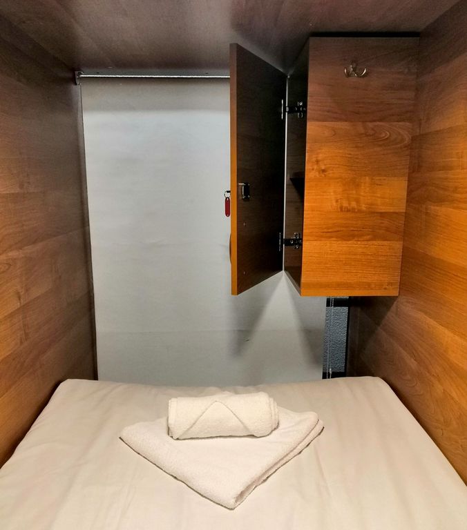 Многоместный смешанный номер brown capsules - верхнее спальное место в общей 8-ми местной комнате для мужчин и женщин (4 капсулы)