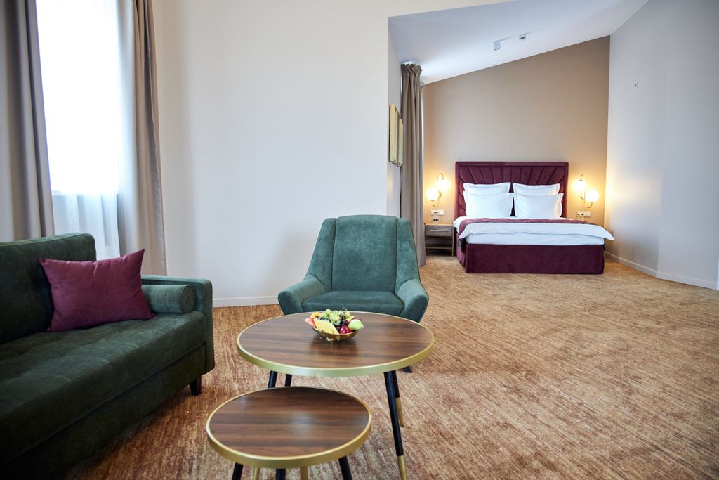 Двухместный номер с 1 кроватью двухкомнатный люкс с кроватью размера king-size и террасой, вид на Неву