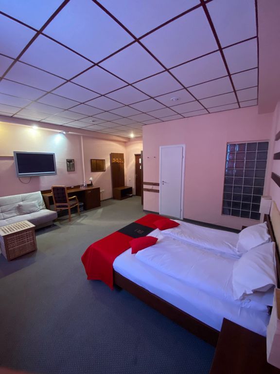 Трёхместный номер люкс с двухспальной кроватью и диваном