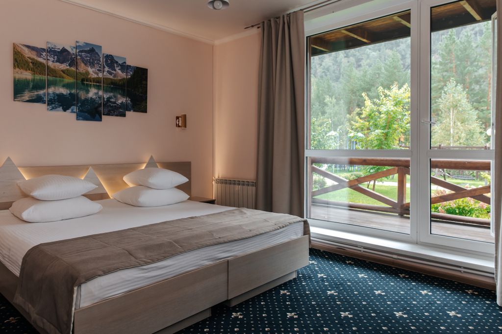 Двухместный номер с 1 кроватью или 2 отдельными кроватями в корпусе Ступени ЕвроСтандарт, вид на реку