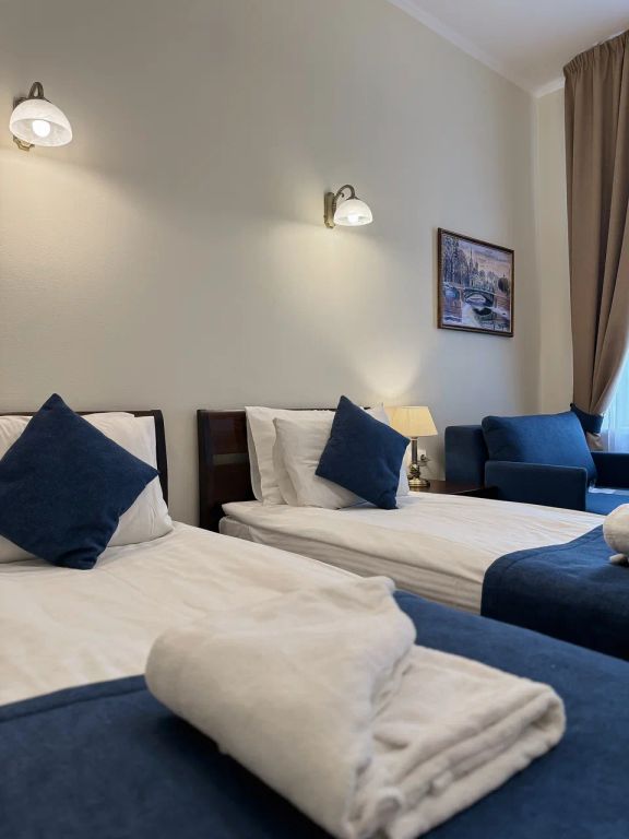 Двухместный номер с 2 отдельными кроватями повышенной комфортности с душевой кабиной и видом на задний дворик отеля