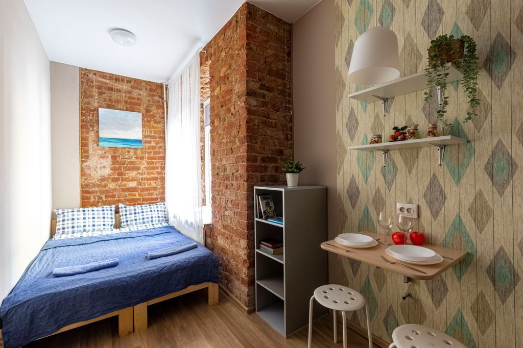 Апартаменты М8 с двуспальной кроватью и собственной мини-кухней