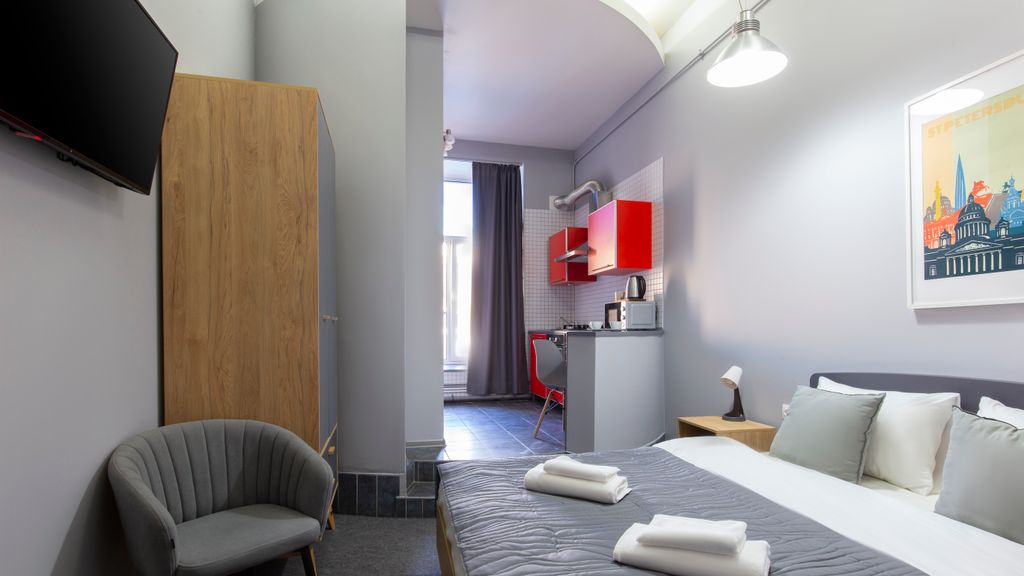 Двухместный номер с 1 кроватью студио с кухней и видом во двор