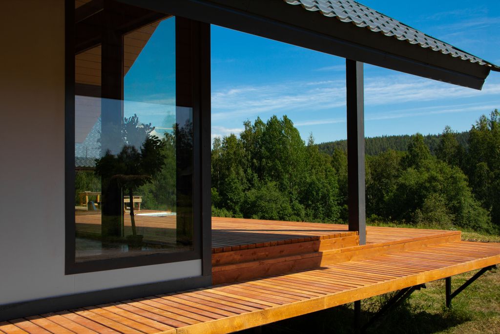 Дом большой с камином, сауной и чаном (6+2)