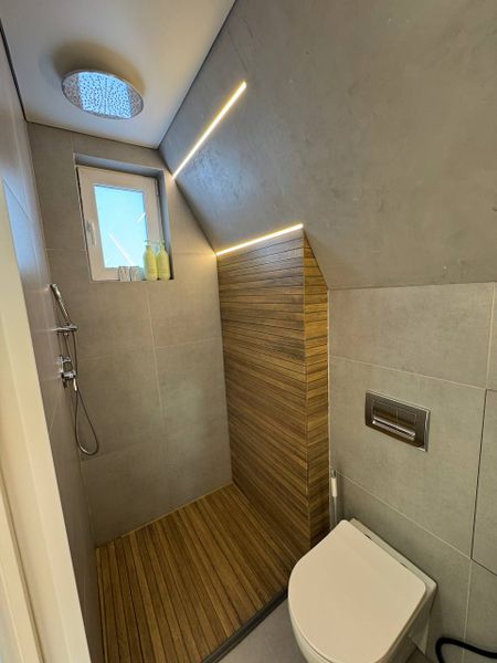 Стильный санузел с тропическим душем