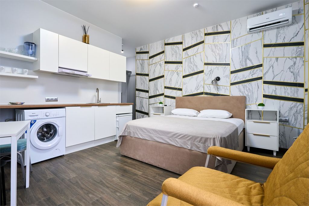 Двухместный номер с 1 кроватью студия с мини-кухней 2-х местная с дополнительным местом