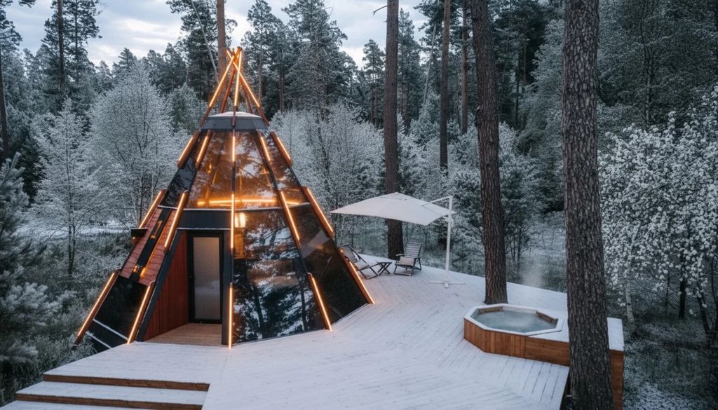 Дом типи хаус с террасой и купелью