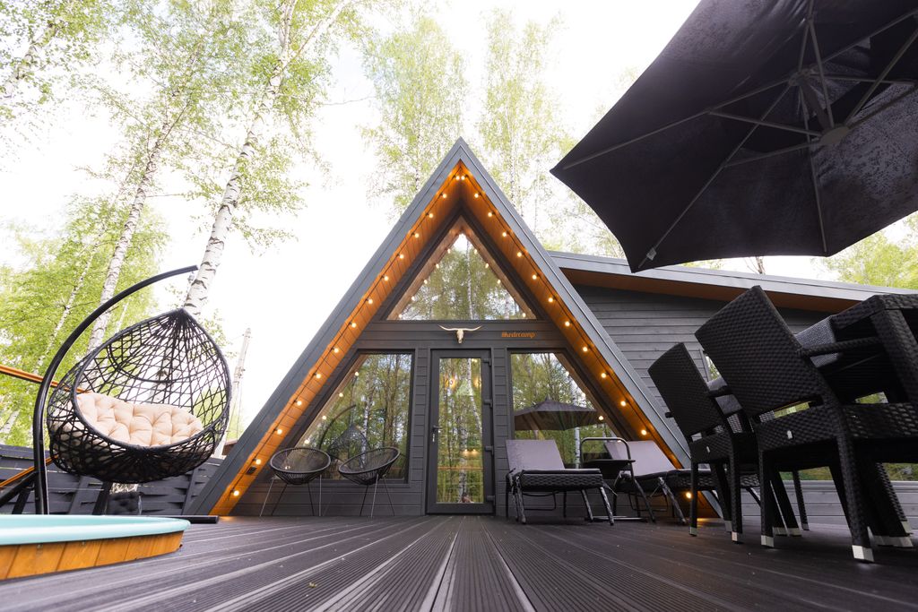 Кедр Кэмп, дизайнерский White a-frame с купелью в лесу рядом с Уфой