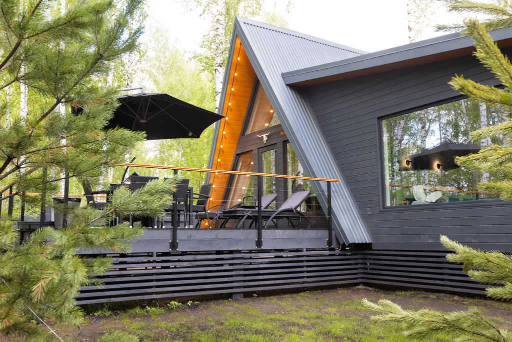Кедр Кэмп, дизайнерский White a-frame с купелью в лесу рядом с Уфой
