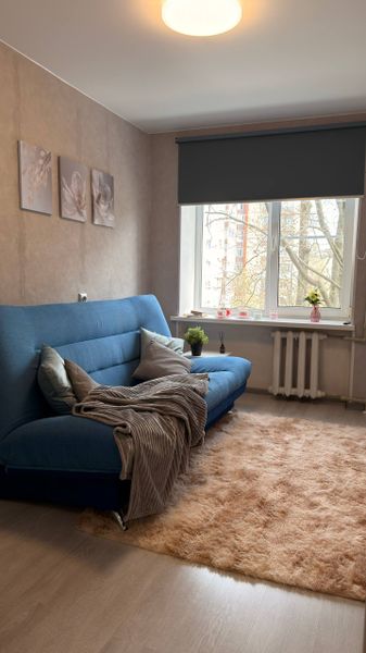 Маленькая комната с раскладным двухместным диваном и вместительным шкафом