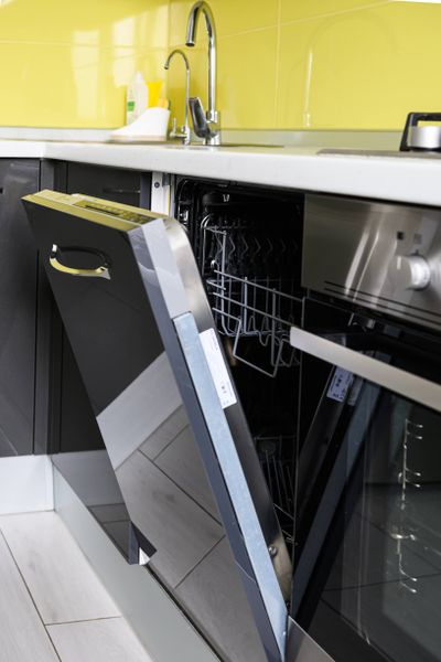 А тут еще одна машина только уже посудомоечная.