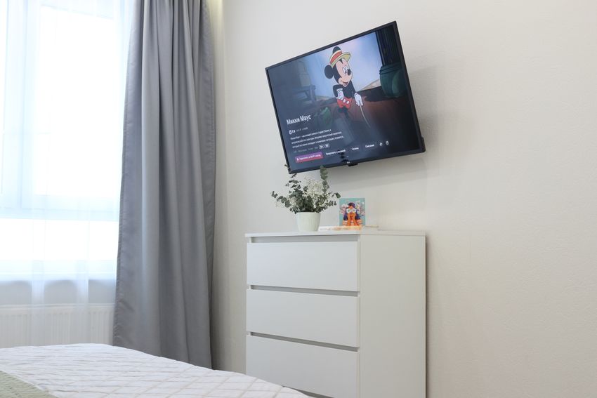 Спальня: телевизор со SMART TV, бесплатный Wi-Fi, комод (в комоде: комплект постельного белья на диван, 2 дополнительных комплекта полотенец)